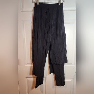 Mizono Vintage Unique Nylon Black Stretch Assymmetrical Pants S